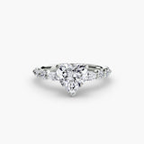 TIERED ACCENT Heart Cut Graduated Diamond Solitaire Ring Setting in 950 Platinum | SARATTI