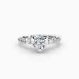 TIERED ACCENT Heart Cut Graduated Diamond Solitaire Ring Setting in White Gold | SARATTI