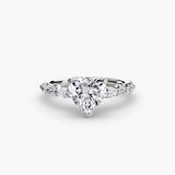 TIERED ACCENT Heart Cut Graduated Diamond Solitaire Ring Setting in White Gold | SARATTI