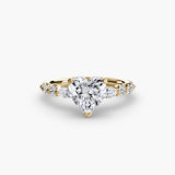 TIERED ACCENT Heart Cut Graduated Diamond Solitaire Ring Setting in Yellow Gold | SARATTI