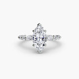 TIERED ACCENT – Marquise Cut Graduated Diamond Solitaire Ring Setting in 950 Platinum | SARATTI