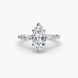 TIERED ACCENT – Marquise Cut Graduated Diamond Solitaire Ring Setting in White Gold | SARATTI