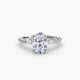 TIERED ACCENT Oval Cut graduated diamond solitaire ring setting in 950 Platinum | SARATTI