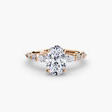 TIERED ACCENT Oval Cut graduated diamond solitaire ring setting in Rose Gold | SARATTI