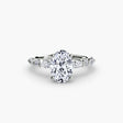 TIERED ACCENT Oval Cut graduated diamond solitaire ring setting in White Gold | SARATTI