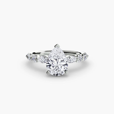 TIERED ACCENT – Pear Cut Graduated Diamond Solitaire Ring Setting in White Gold | SARATTI