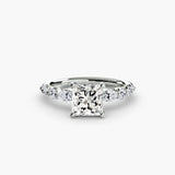 TIERED ACCENT – Princess Cut Graduated Diamond Solitaire Ring Setting in 950 Platinum | SARATTI