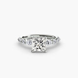 TIERED ACCENT – Princess Cut Graduated Diamond Solitaire Ring Setting in White Gold | SARATTI