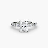 TIERED ACCENT Radiant Cut Graduated Diamond Solitaire Ring Setting in White Gold | SARATTI