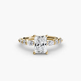 TIERED ACCENT Radiant Cut Graduated Diamond Solitaire Ring Setting in Yellow Gold | SARATTI