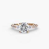 TIERED ACCENT – Round Cut Graduated Diamond Solitaire Ring Setting in Rose Gold | SARATTI