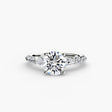 TIERED ACCENT – Round Cut Graduated Diamond Solitaire Ring Setting in White Gold | SARATTI