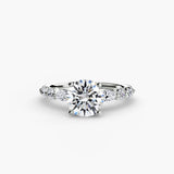 TIERED ACCENT – Round Cut Graduated Diamond Solitaire Ring Setting in White Gold | SARATTI