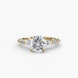 TIERED ACCENT – Round Cut Graduated Diamond Solitaire Ring Setting in Yellow Gold | SARATTI