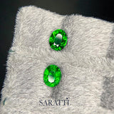 top view of 2.09ct oval cut tsavorite pair