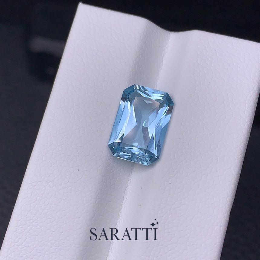 top view of 3.45ct octagonal santa maria aquamarine