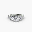 TRILOGIA – Cushion Cut Pavé Three-Stone Ring Setting – White Gold view | SARATTI