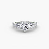 TRILOGIA Heart Cut Pavé Three-Stone Ring Setting in 950 Platinum | SARATTI