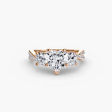 TRILOGIA Heart Cut Pavé Three-Stone Ring Setting in Rose Gold | SARATTI