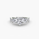 TRILOGIA Heart Cut Pavé Three-Stone Ring Setting in White Gold | SARATTI