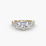 TRILOGIA Heart Cut Pavé Three-Stone Ring Setting in Yellow Gold | SARATTI