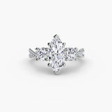TRILOGIA – Marquise Cut Pavé Three-Stone Ring Setting in 950 Platinum | SARATTI