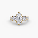 TRILOGIA – Marquise Cut Pavé Three-Stone Ring Setting in Yellow Gold | SARATTI