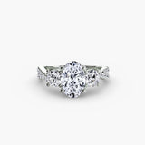 TRILOGIA Oval Cut pavé three-stone ring setting in 950 Platinum | SARATTI