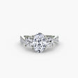 TRILOGIA Oval Cut pavé three-stone ring setting in White Gold | SARATTI