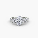 TRILOGIA Oval Cut pavé three-stone ring setting in White Gold | SARATTI