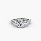 TRILOGIA – Princess Cut Pavé Three-Stone Ring Setting in 950 Platinum | SARATTI