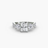 TRILOGIA Radiant Cut Pavé Three-Stone Ring Setting in 950 Platinum | SARATTI