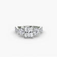 TRILOGIA Radiant Cut Pavé Three-Stone Ring Setting in White Gold | SARATTI