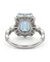 Valoria Crest emerald-cut Aquamarine ring setting in white gold, underside showing geometric openwork gallery | SARATTI