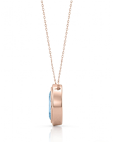 VELORA marquise cut Aquamarine bezel pendant necklace in Rose Gold, angled side view | SARATTI