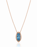 VELORA marquise cut Aquamarine bezel pendant necklace in Rose Gold, main view | SARATTI