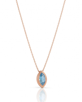 VELORA marquise cut Aquamarine bezel pendant necklace in Rose Gold, side profile | SARATTI