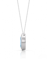 VELORA marquise cut Aquamarine bezel pendant necklace in White Gold, angled side view | SARATTI