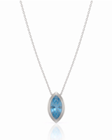 VELORA marquise cut Aquamarine bezel pendant necklace in White Gold, main view | SARATTI