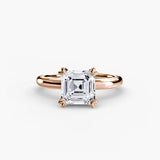VERA – Asscher Cut Heart-Prong Solitaire Ring Setting in Rose Gold | SARATTI