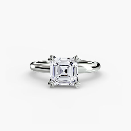 VERA – Asscher Cut Heart-Prong Solitaire Ring Setting in White Gold | SARATTI
