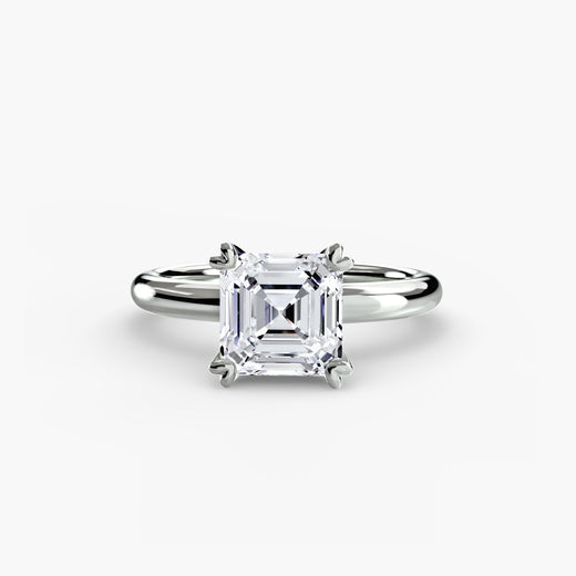 VERA – Asscher Cut Heart-Prong Solitaire Ring Setting in White Gold | SARATTI
