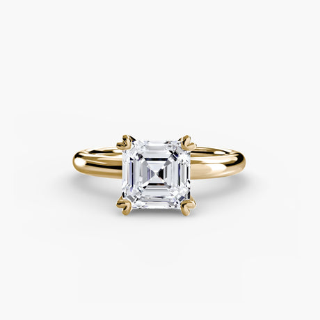 VERA – Asscher Cut Heart-Prong Solitaire Ring Setting in Yellow Gold | SARATTI