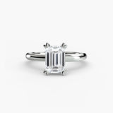 VERA Emerald Cut Heart-Prong Solitaire Ring Setting in 950 Platinum | SARATTI