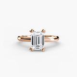VERA Emerald Cut Heart-Prong Solitaire Ring Setting in Rose Gold | SARATTI