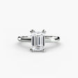 VERA Emerald Cut Heart-Prong Solitaire Ring Setting in White Gold | SARATTI