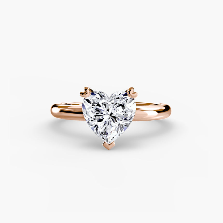 VERA Heart Cut Heart-Prong Solitaire Ring Setting in Rose Gold | SARATTI