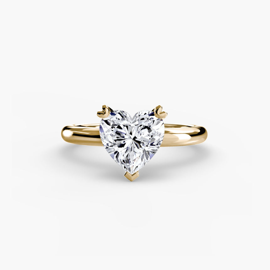 VERA Heart Cut Heart-Prong Solitaire Ring Setting in Yellow Gold | SARATTI