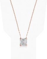 VERA Heart-Prong Asscher Cut solitaire necklace setting in rose gold, front view | SARATTI Fine Jewelry