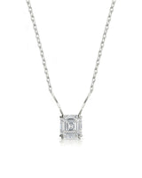 VERA Heart-Prong Asscher Cut solitaire necklace setting in white metal, front view | SARATTI Fine Jewelry
